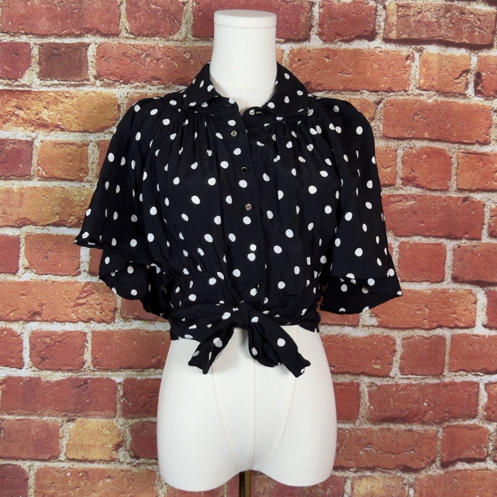 Anthropologie‎ Maeve Blouse Size 0 Black White Batwing Sleeves